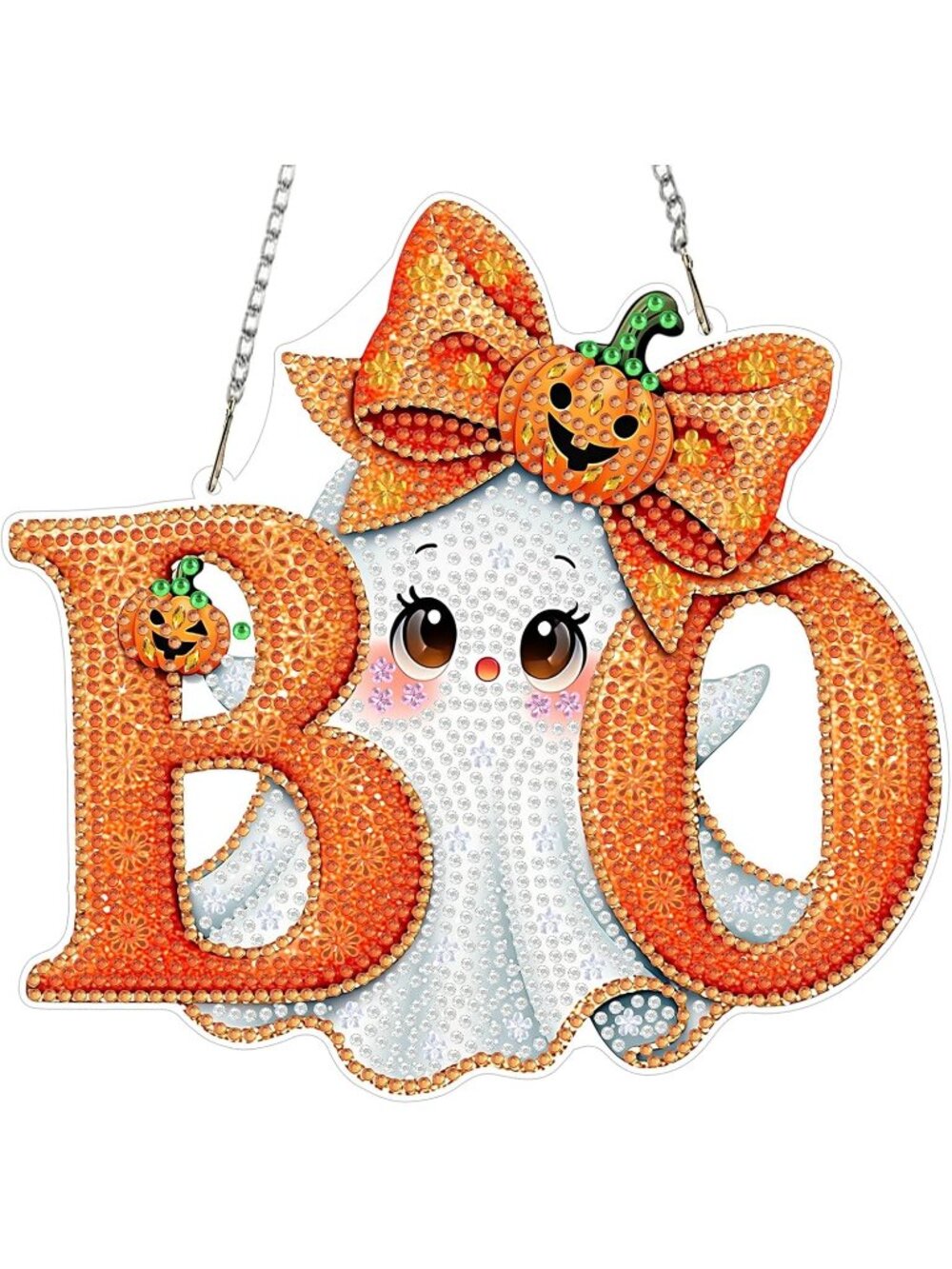 Halloween Hanging Diamond Art Ornaments with Chain Diamond Cute Ghost Hanging
